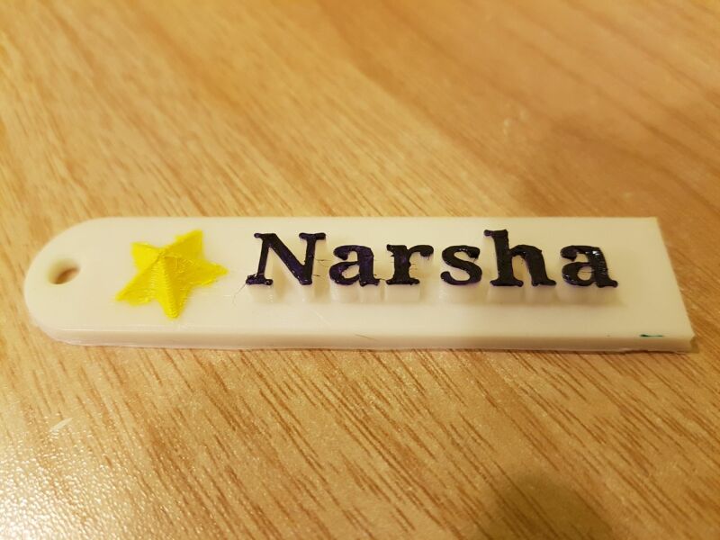 A name tag painted by a kid