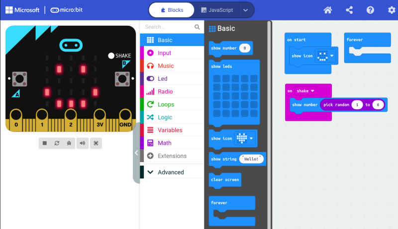 Screenshot of makecode