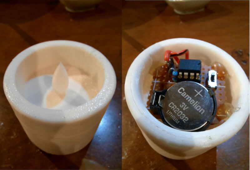 top and bottom view of the LED candle